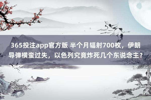 365投注app官方版 半个月辐射700枚，伊朗导弹横蛮过失，以色列究竟炸死几个东说念主？