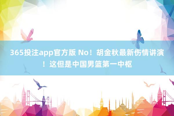 365投注app官方版 No！胡金秋最新伤情讲演！这但是中国男篮第一中枢