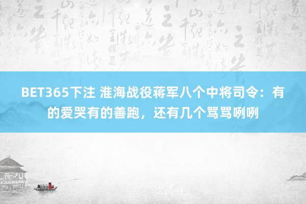 BET365下注 淮海战役蒋军八个中将司令：有的爱哭有的善跑，还有几个骂骂咧咧