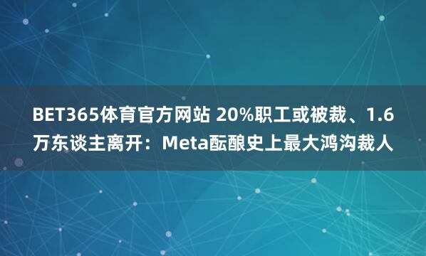 BET365体育官方网站 20%职工或被裁、1.6万东谈主离开：Meta酝酿史上最大鸿沟裁人