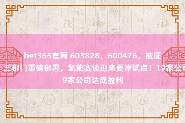 bet365官网 603828、600476，被证监会立案！三部门重磅部署，氢能赛谈迎来要津试点！19家公司达成盈利