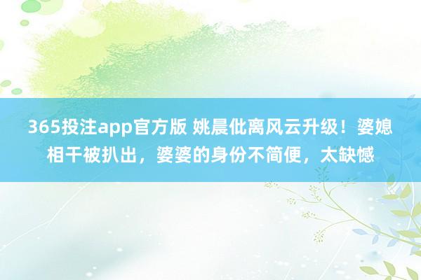 365投注app官方版 姚晨仳离风云升级！婆媳相干被扒出，婆婆的身份不简便，太缺憾