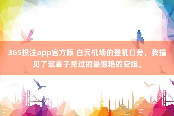 365投注app官方版 白云机场的登机口旁，我撞见了这辈子见过的最惊艳的空姐。