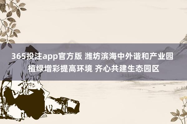 365投注app官方版 潍坊滨海中外谐和产业园 植绿增彩提高环境 齐心共建生态园区