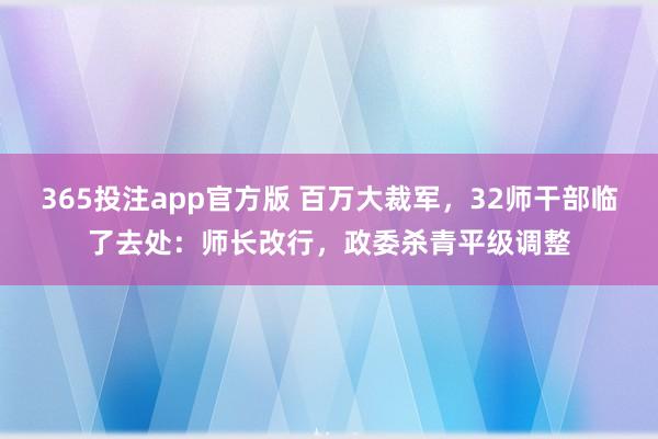 365投注app官方版 百万大裁军，32师干部临了去处：师长改行，政委杀青平级调整