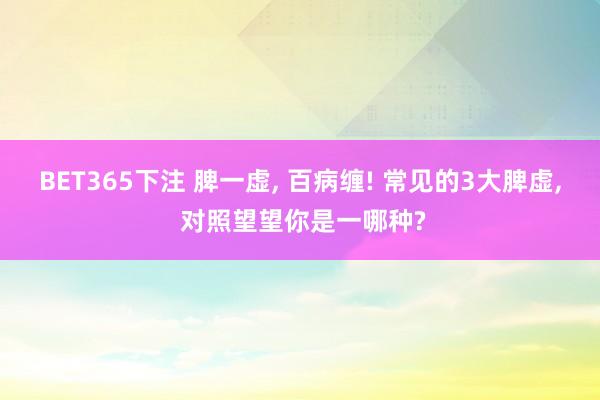 BET365下注 脾一虚， 百病缠! 常见的3大脾虚， 对照望望你是一哪种?