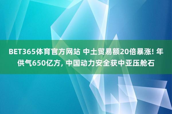 BET365体育官方网站 中土贸易额20倍暴涨! 年供气650亿方， 中国动力安全获中亚压舱石