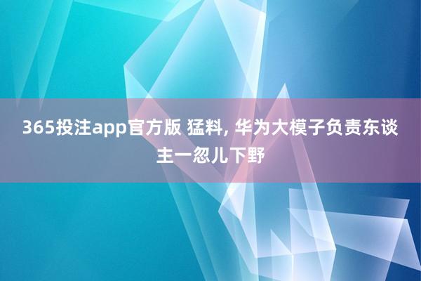 365投注app官方版 猛料， 华为大模子负责东谈主一忽儿下野
