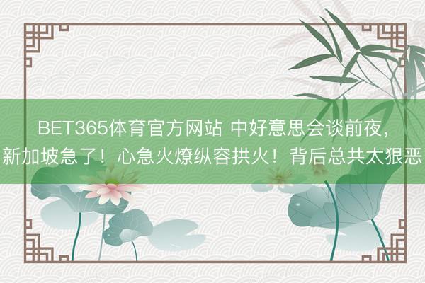 BET365体育官方网站 中好意思会谈前夜，新加坡急了！心急火燎纵容拱火！背后总共太狠恶