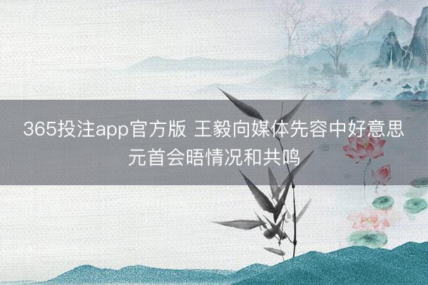 365投注app官方版 王毅向媒体先容中好意思元首会晤情况和共鸣