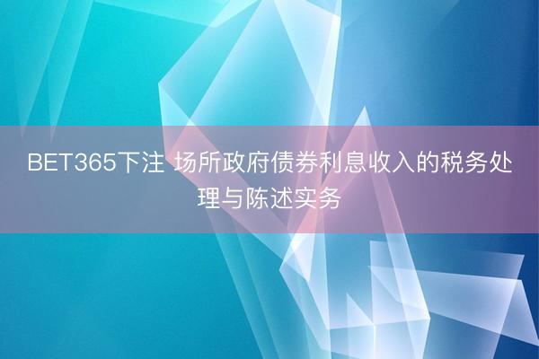 BET365下注 场所政府债券利息收入的税务处理与陈述实务