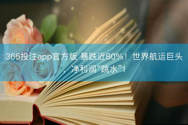 365投注app官方版 暴跌近80%！世界航运巨头，净利润“跳水”！