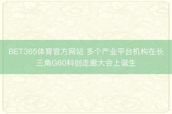 BET365体育官方网站 多个产业平台机构在长三角G60科创走廊大会上诞生