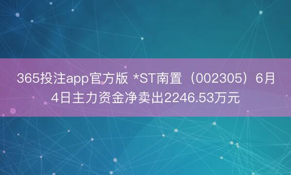 365投注app官方版 *ST南置（002305）6月4日主力资金净卖出2246.53万元