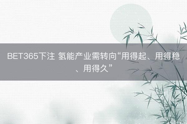 BET365下注 氢能产业需转向“用得起、用得稳、用得久”