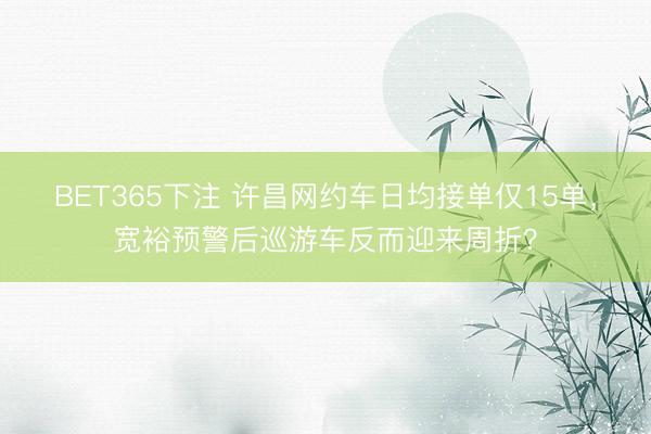 BET365下注 许昌网约车日均接单仅15单,宽裕预警后巡游车反而迎来周折?
