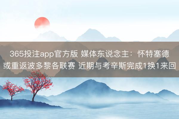 365投注app官方版 媒体东说念主:怀特塞德或重返波多黎各联赛 近期与考辛斯完成1换1来回