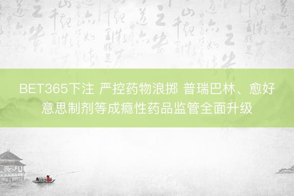 BET365下注 严控药物浪掷 普瑞巴林、愈好意思制剂等成瘾性药品监管全面升级