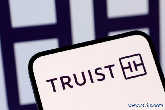 手机屏幕上的 Truist 金融品牌秀丽插画
