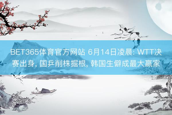 BET365体育官方网站 6月14日凌晨: WTT决赛出身， 国乒削株掘根， 韩国生僻成最大赢家