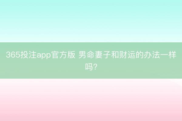 365投注app官方版 男命妻子和财运的办法一样吗?