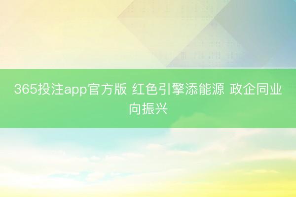 365投注app官方版 红色引擎添能源 政企同业向振兴