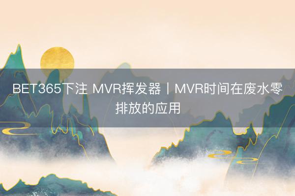 BET365下注 MVR挥发器丨MVR时间在废水零排放的应用
